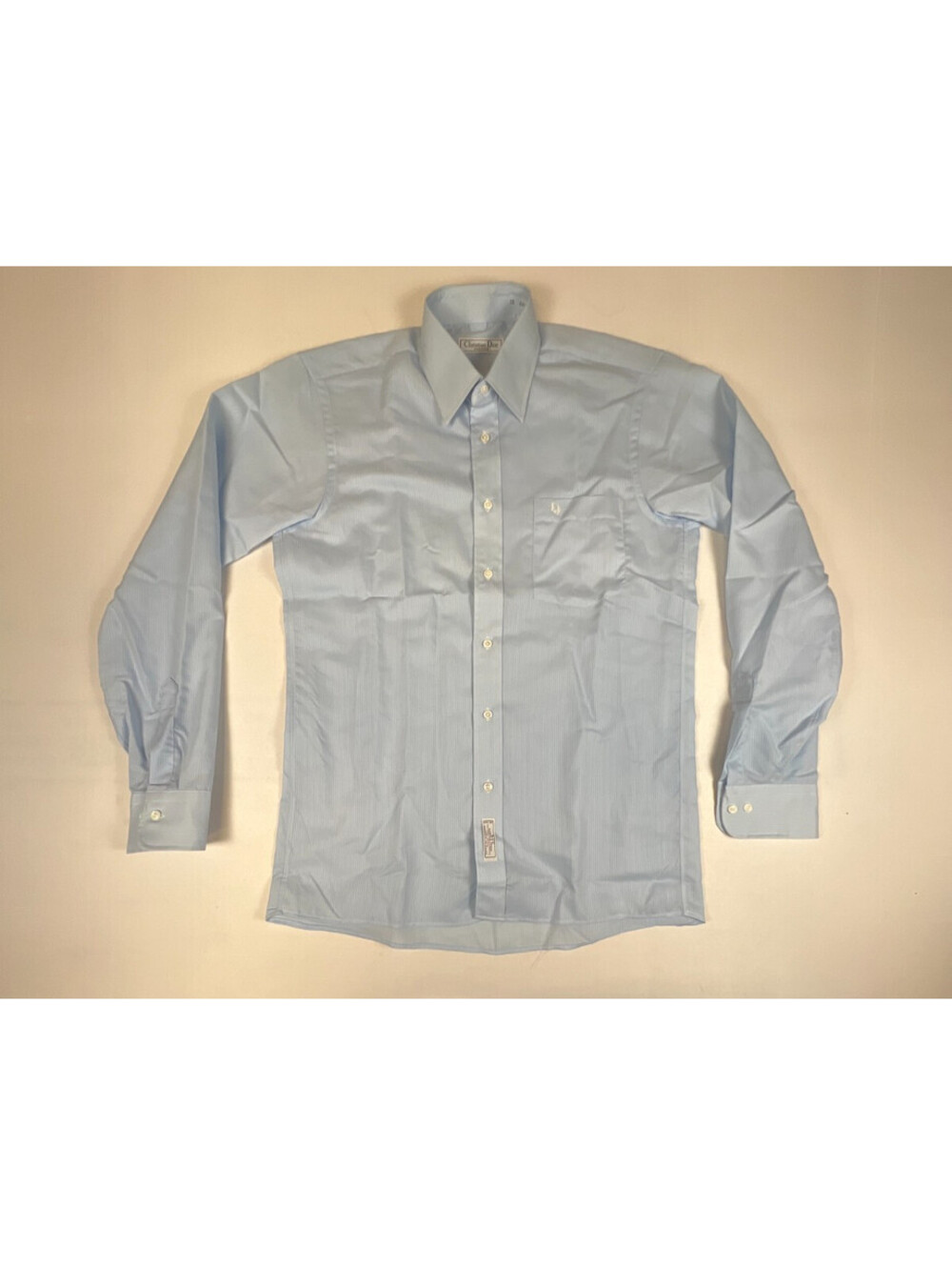 Christian Dior Chemises Dress Shirt Mens 15 34-35 Blue Striped Long Sleeve